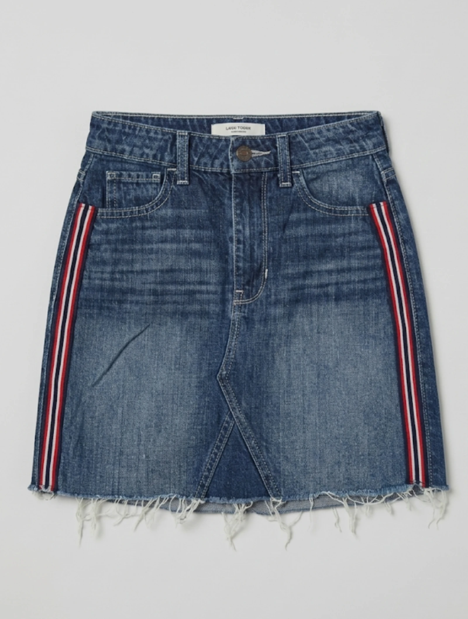  Hollister Vintage Denim Mini Skirt Side Stripe XS 32 34